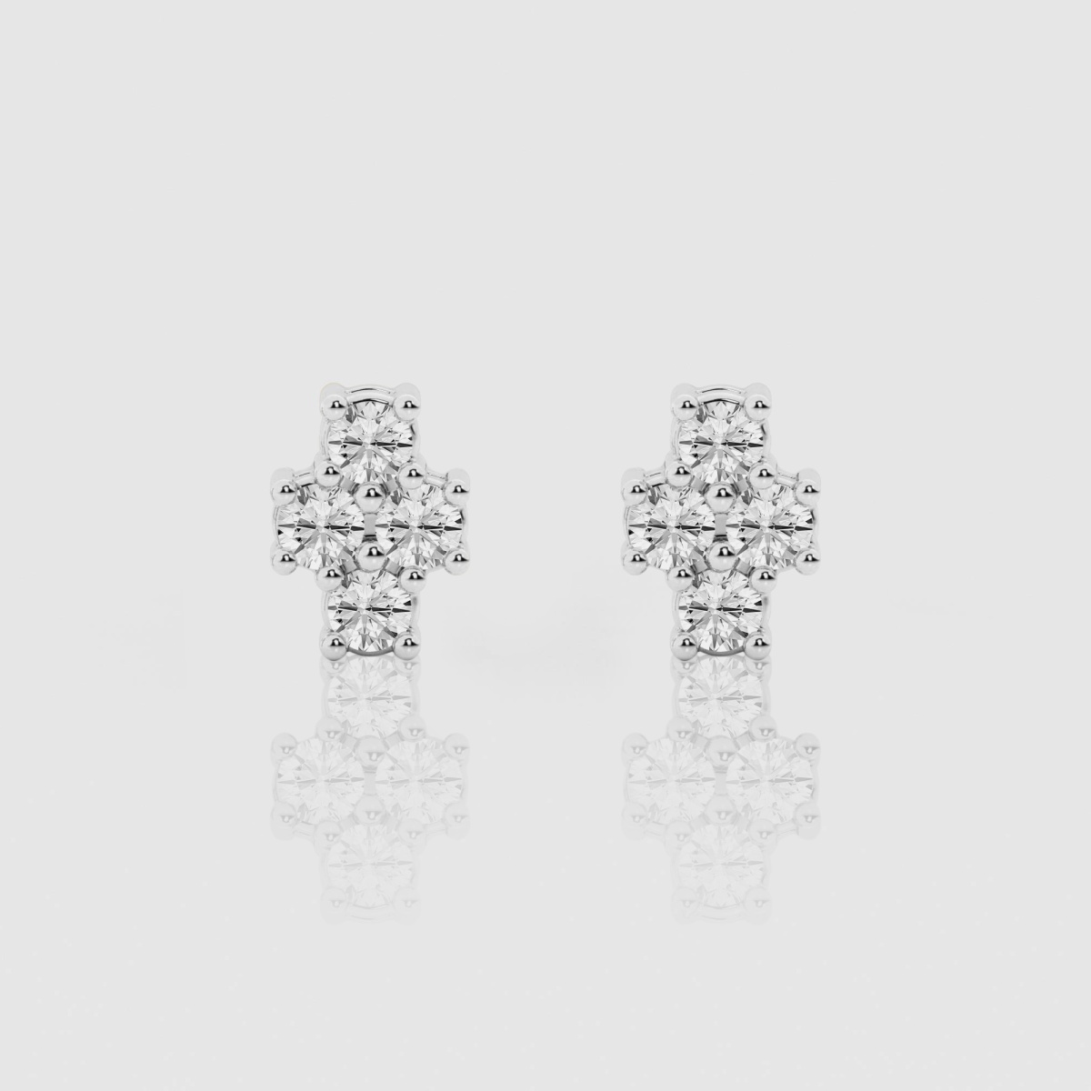 Natural Diamond | 3/4 ctw Round Four Stone Stud Earrings