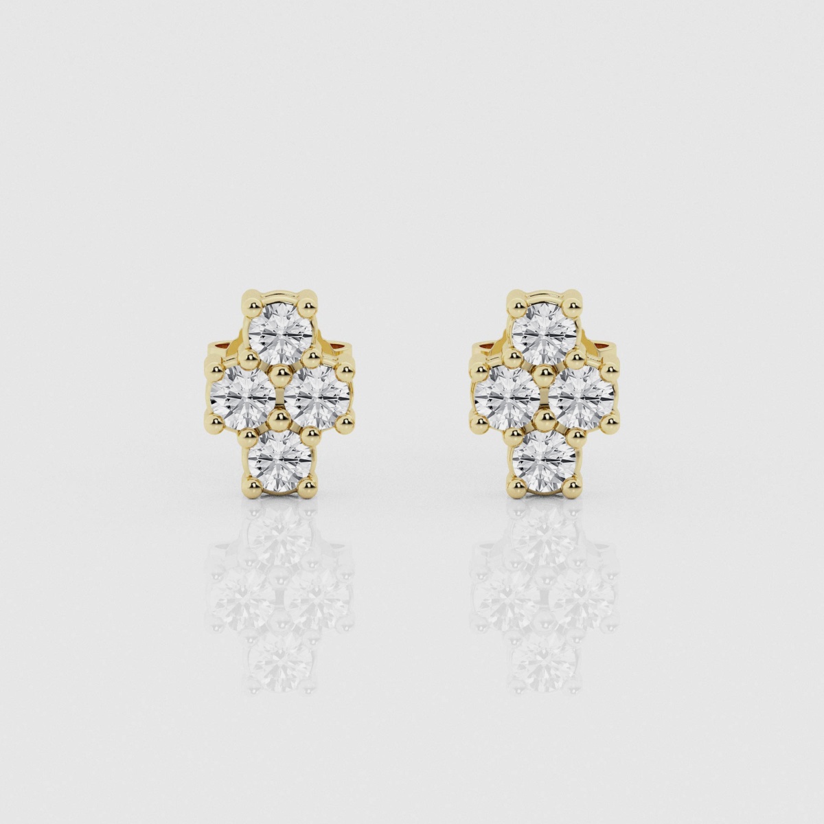 Natural Diamond | 3/4 ctw Round Four Stone Stud Earrings