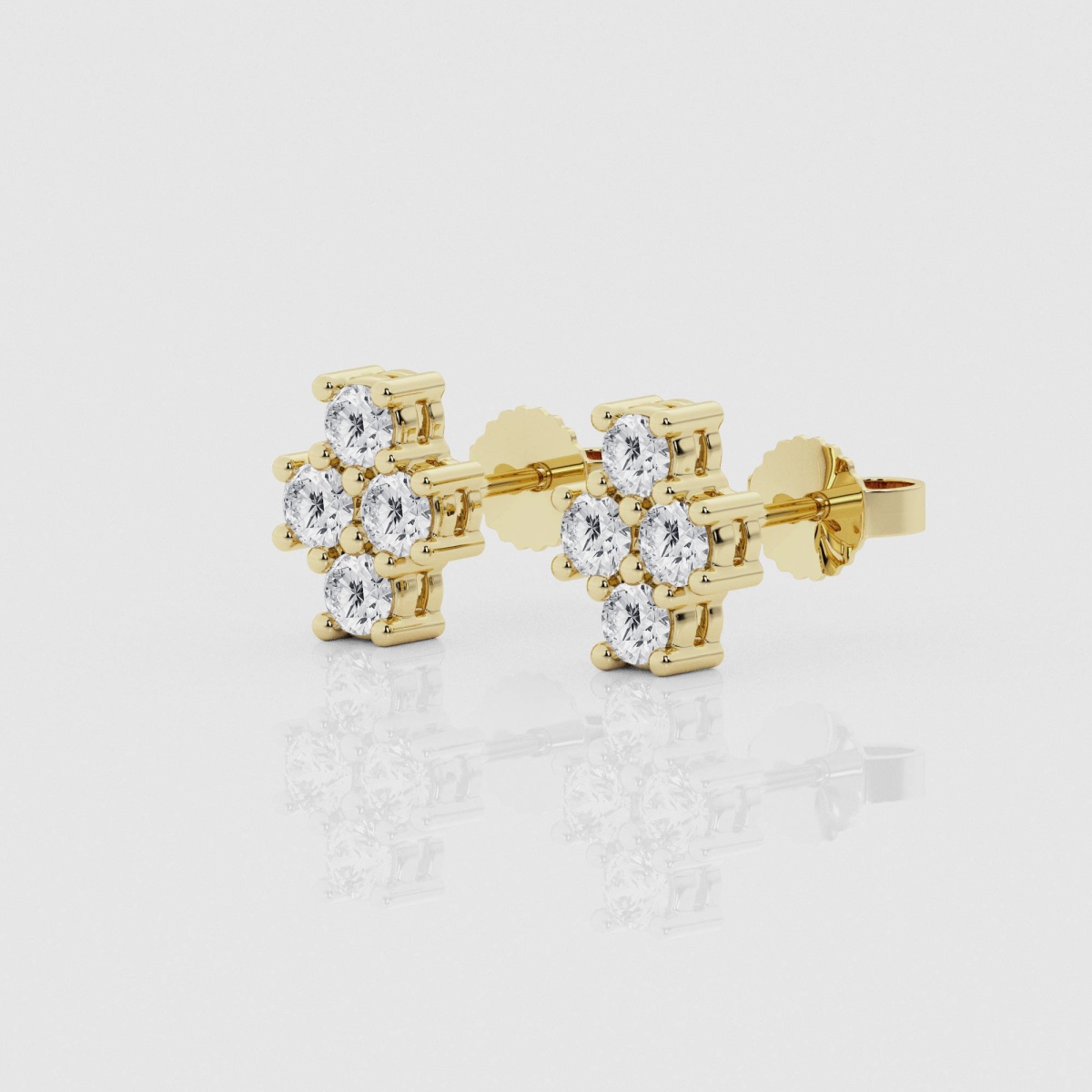 Natural Diamond | 3/4 ctw Round Four Stone Stud Earrings