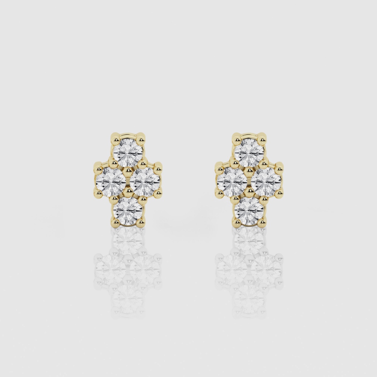 Natural Diamond | 3/4 ctw Round Four Stone Stud Earrings