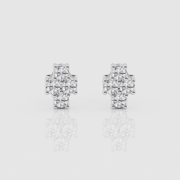 Natural Diamond | 3/4 ctw Round Four Stone Stud Earrings