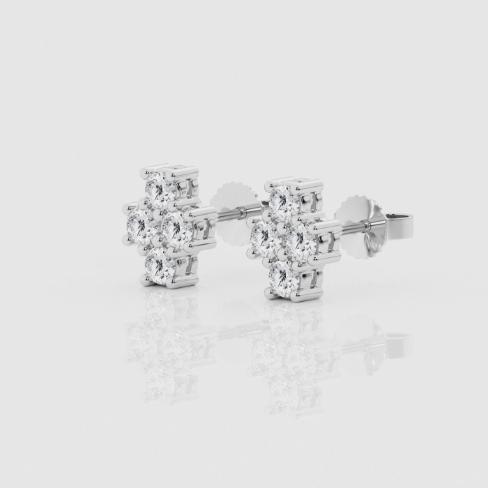 Natural Diamond | 3/4 ctw Round Four Stone Stud Earrings