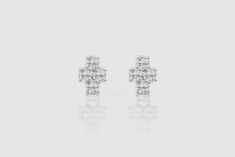 Natural Diamond | 3/4 ctw Round Four Stone Stud Earrings