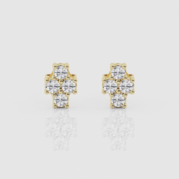 Natural Diamond | 3/4 ctw Round Four Stone Stud Earrings