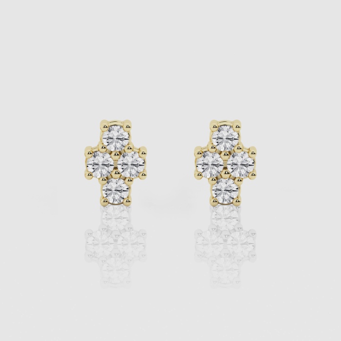 Natural Diamond | 3/4 ctw Round Four Stone Stud Earrings