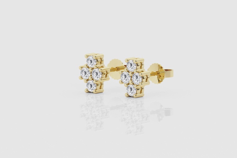 Natural Diamond | 3/4 ctw Round Four Stone Stud Earrings