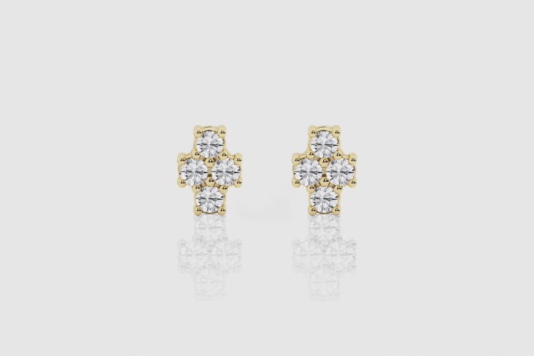 Natural Diamond | 3/4 ctw Round Four Stone Stud Earrings