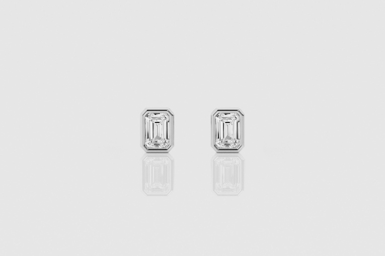 1 ctw Emerald Natural Diamond Bezel Set Martini Solitaire Studs