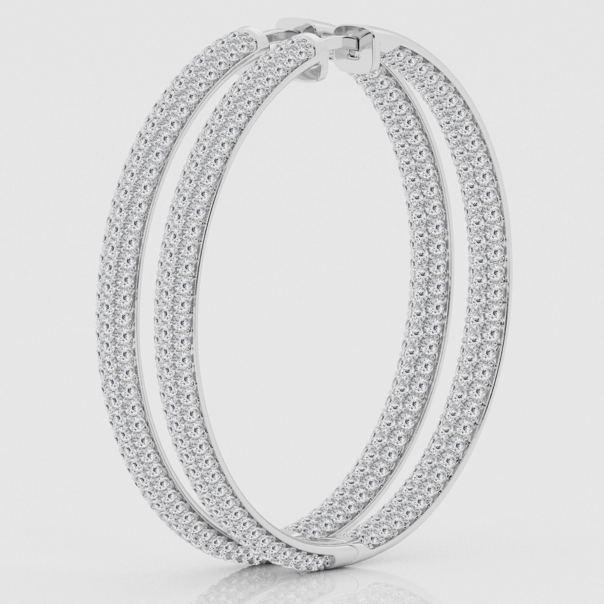 Natural Diamond | 5 ctw Round Pave large Hoop Earrings