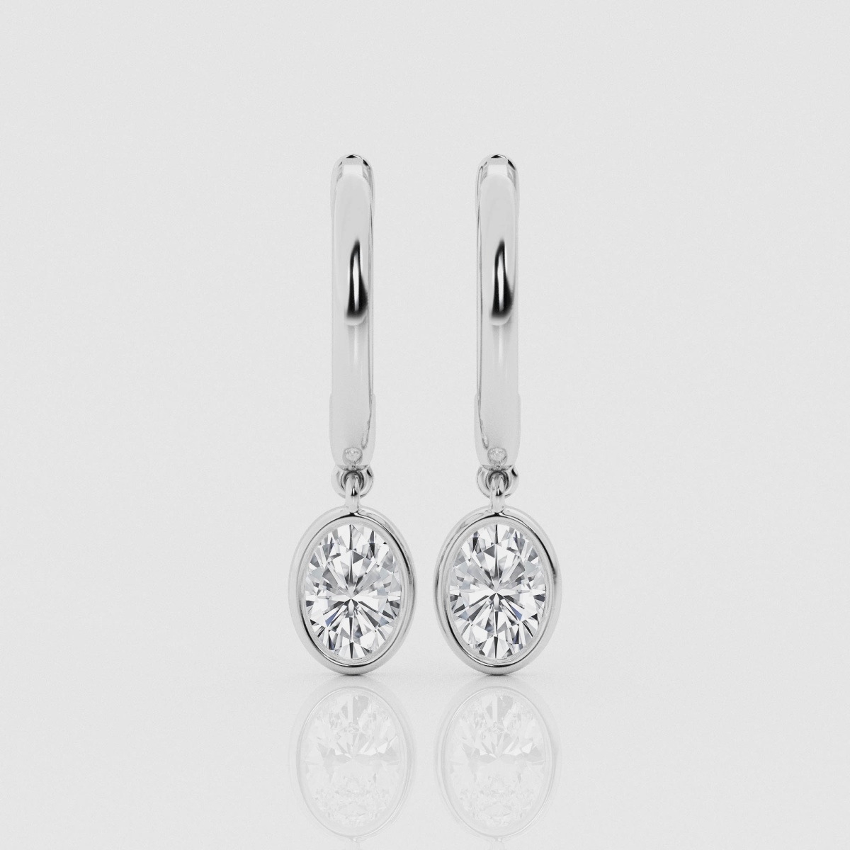 Natural Diamond | 3/4 ctw Oval Dangle Huggie Hoop Earrings