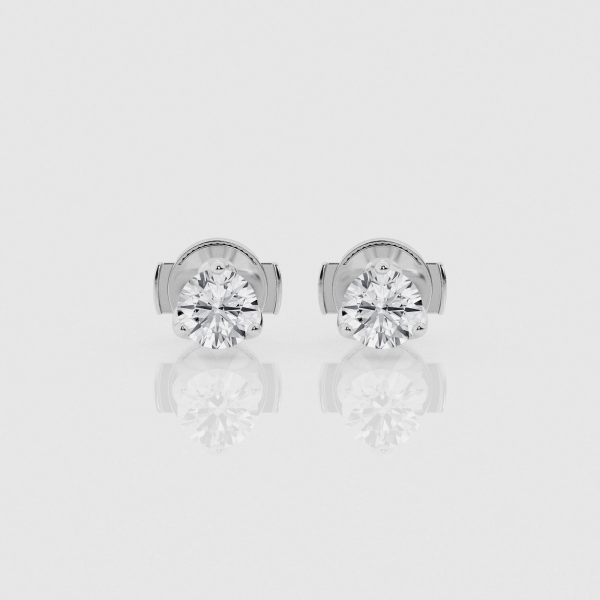 1 ctw Round Natural Diamond Three Prong Tulip Studs