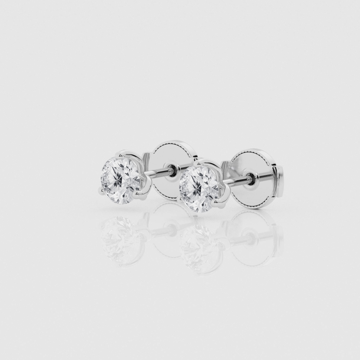 1 ctw Round Natural Diamond Three Prong Tulip Studs