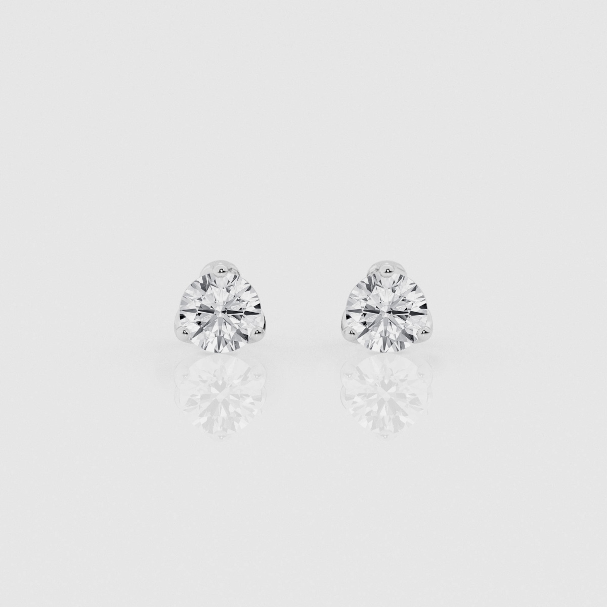 1 ctw Round Natural Diamond Three Prong Tulip Studs