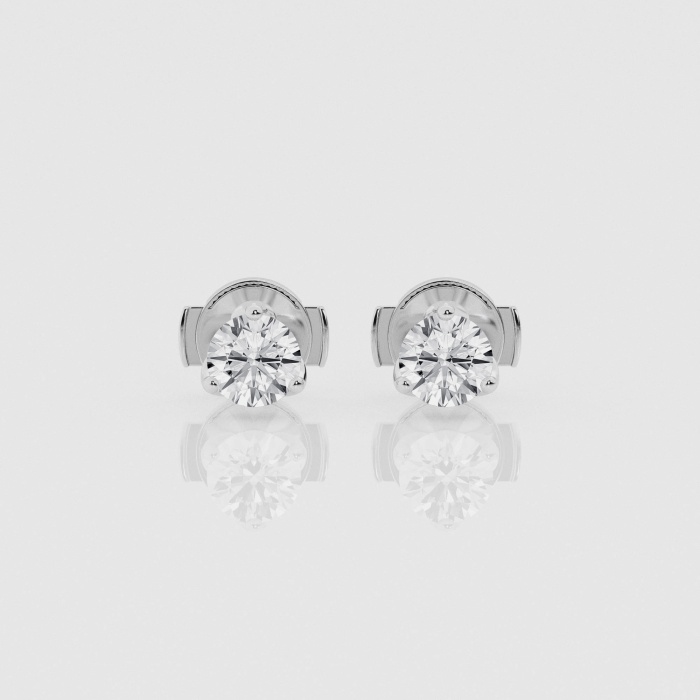 1 ctw Round Natural Diamond Three Prong Tulip Studs