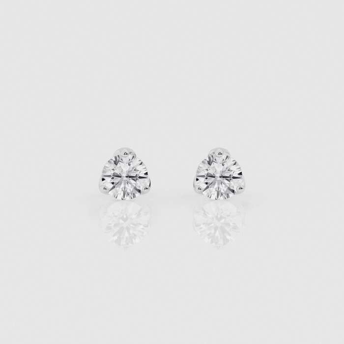 1 ctw Round Natural Diamond Three Prong Tulip Studs