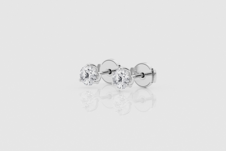 1 ctw Round Natural Diamond Three Prong Tulip Studs