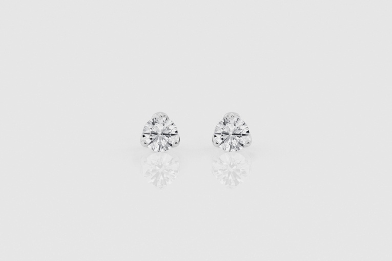 1 ctw Round Natural Diamond Three Prong Tulip Studs