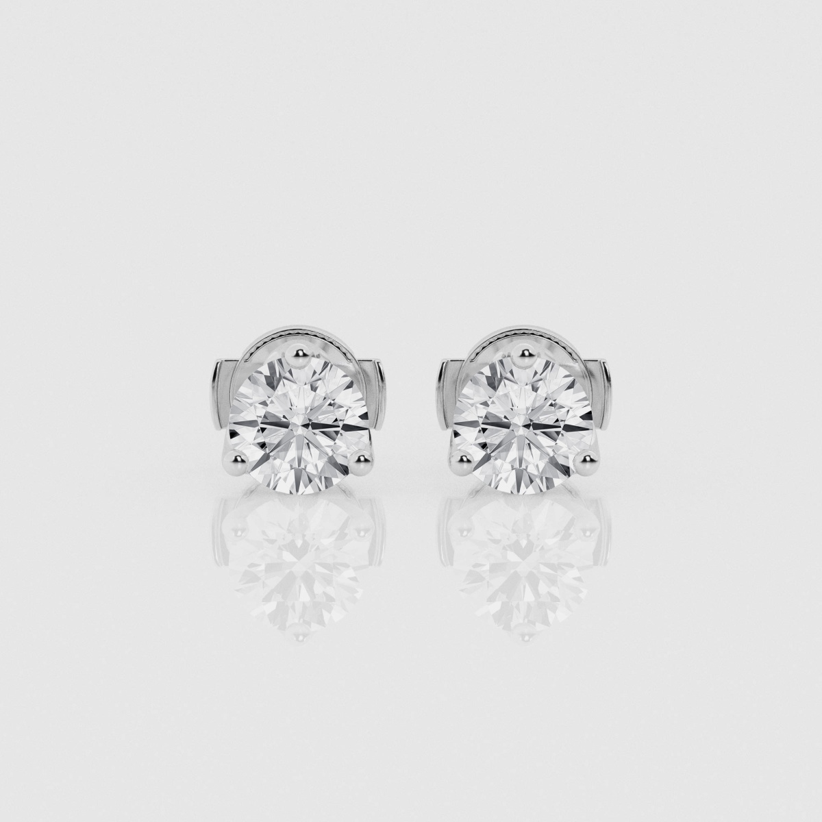 2 ctw Round Natural Diamond Three Prong Tulip Studs