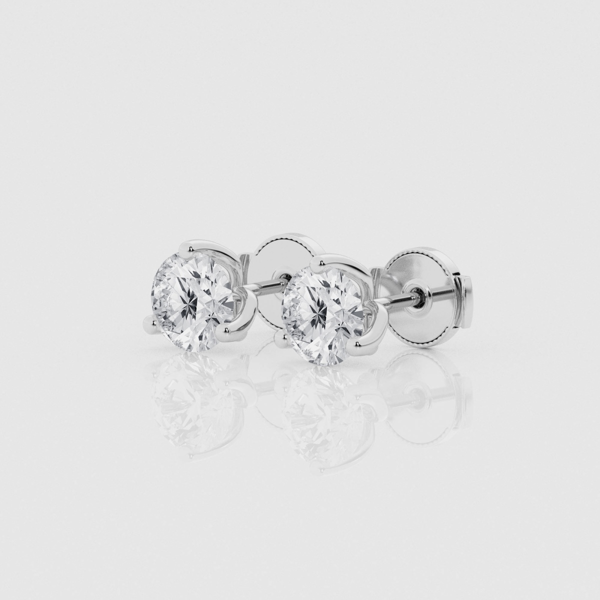 2 ctw Round Natural Diamond Three Prong Tulip Studs