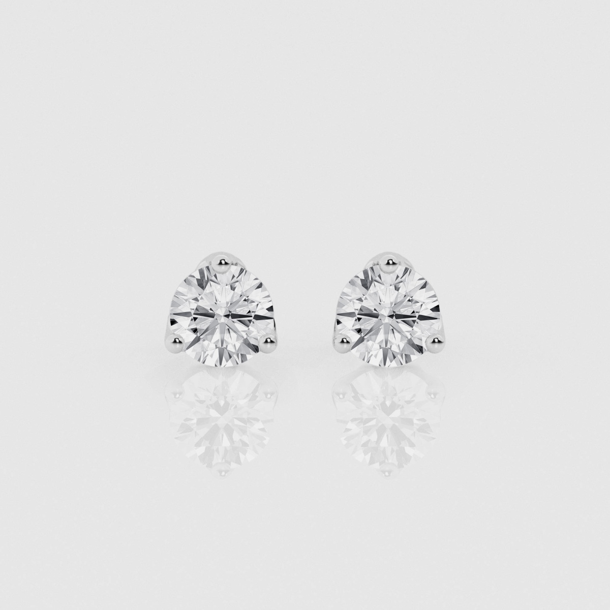 2 ctw Round Natural Diamond Three Prong Tulip Studs