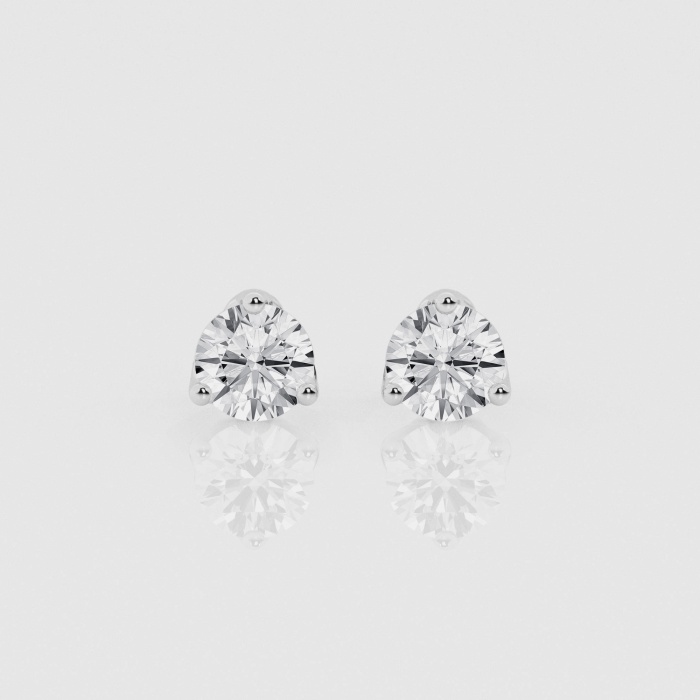 2 ctw Round Natural Diamond Three Prong Tulip Studs