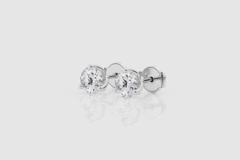 2 ctw Round Natural Diamond Three Prong Tulip Studs