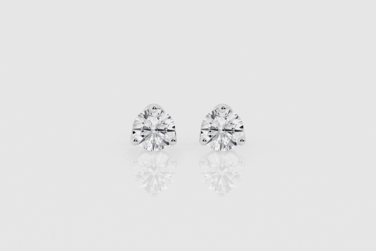 2 ctw Round Natural Diamond Three Prong Tulip Studs