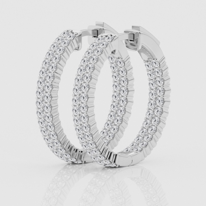 2 ctw Round Natural Diamond Double Row Inside-Out Hoops