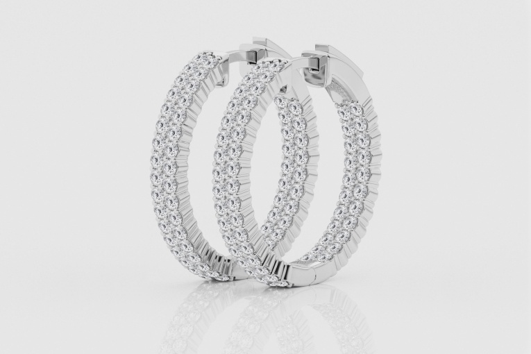 2 ctw Round Natural Diamond Double Row Inside-Out Hoops