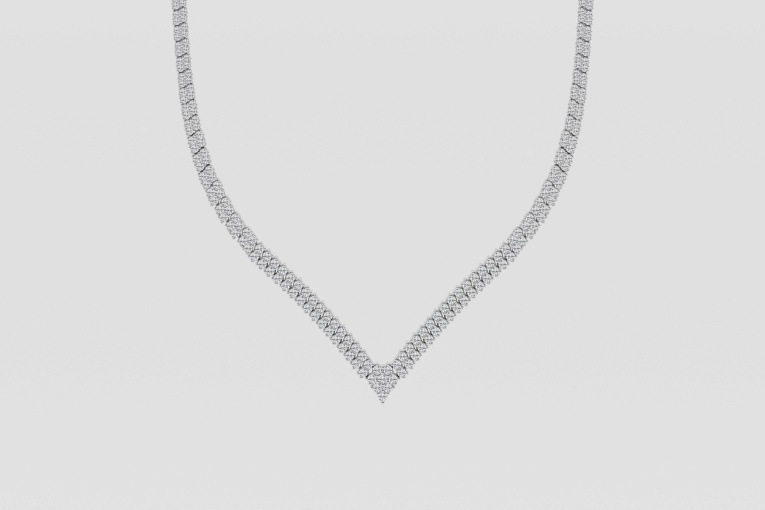 10 ctw Round Natural Diamond Multistone Chevron Fashion Necklace