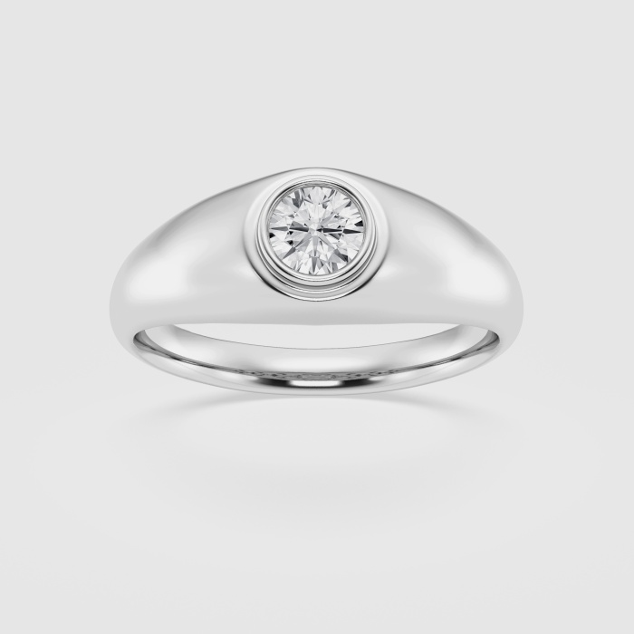 Natural Diamond | 1/2 ctw Round Bezel Set Signet Fashion Ring