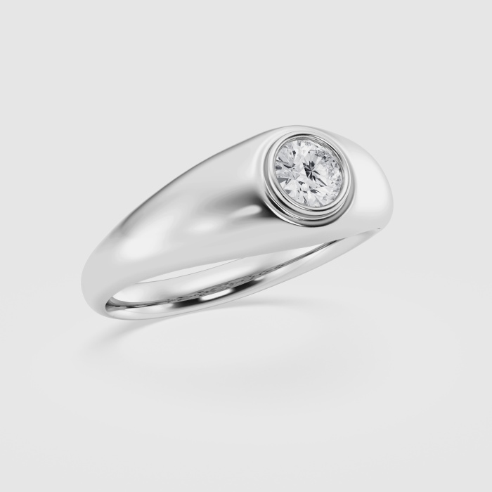 Natural Diamond | 1/2 ctw Round Bezel Set Signet Fashion Ring