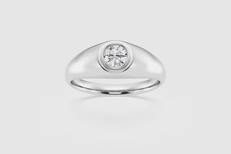 Natural Diamond | 1/2 ctw Round Bezel Set Signet Fashion Ring
