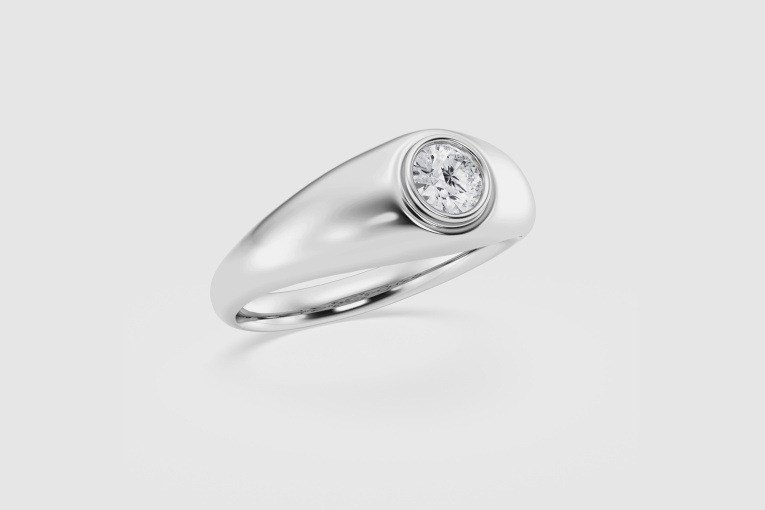 Natural Diamond | 1/2 ctw Round Bezel Set Signet Fashion Ring