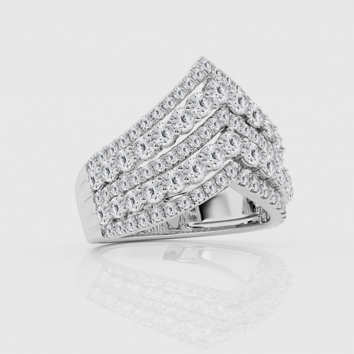 Natural Diamond | 2 ctw Round Multirow Chevron Fashion Band