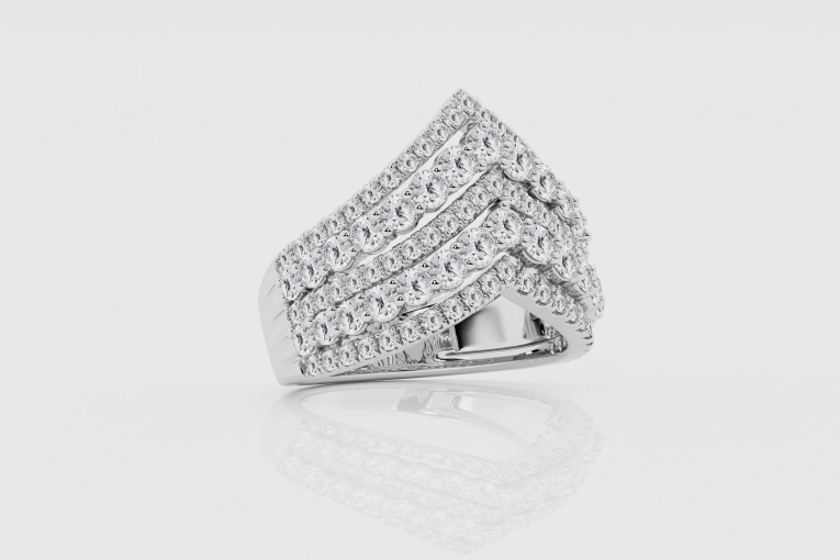 Natural Diamond | 2 ctw Round Multirow Chevron Fashion Band