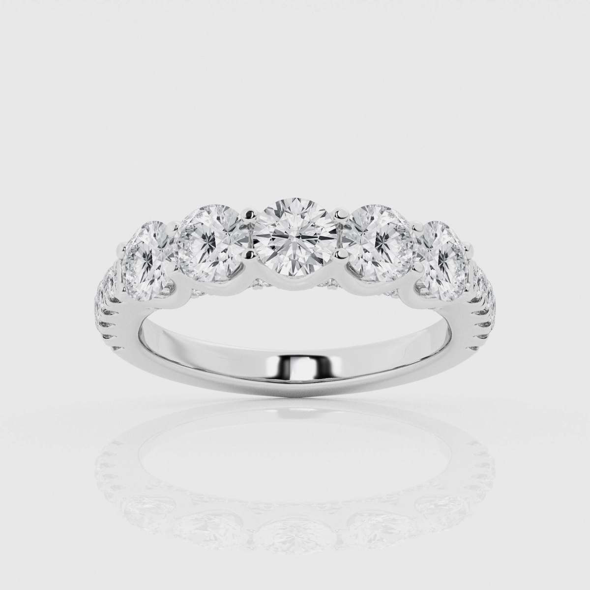 Natural Diamond | 3 ctw Round Five Stone Anniversary Band with Side Accents