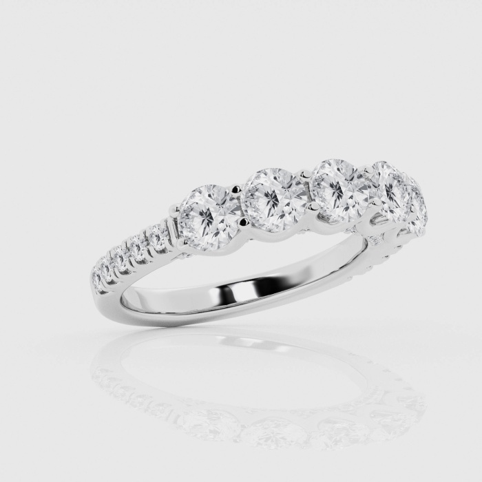 Natural Diamond | 3 ctw Round Five Stone Anniversary Band with Side Accents