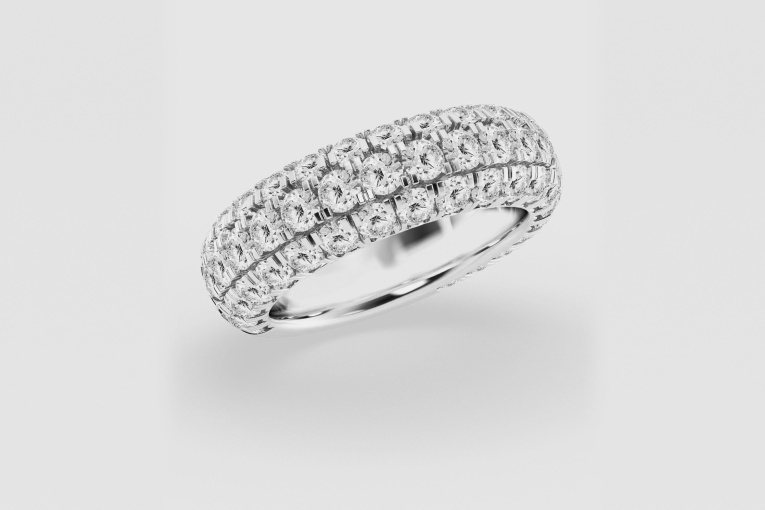 Natural Diamond | 4 1/2 ctw Round Domed Wedding Band