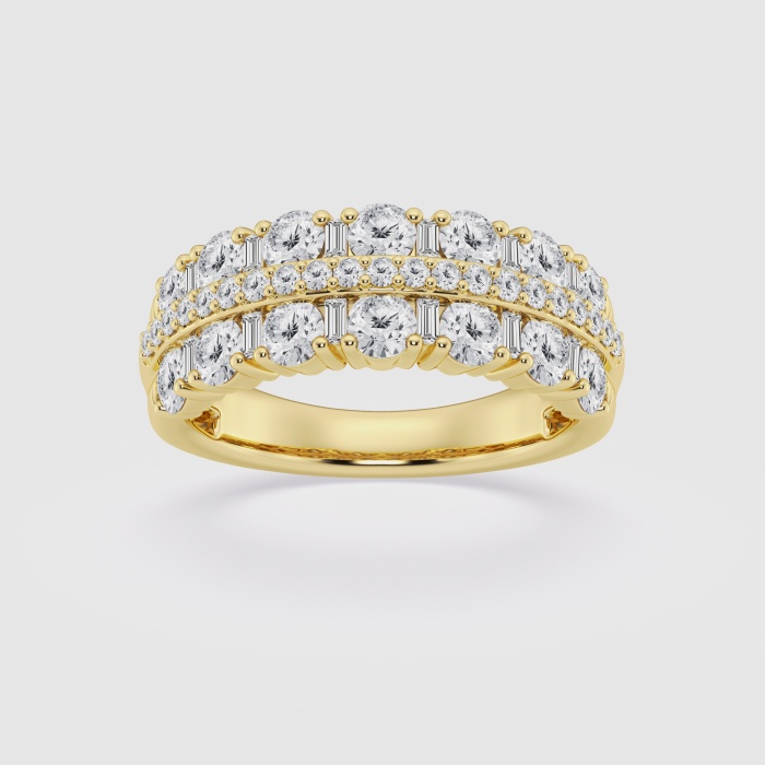 Natural Diamond | 1 1/2 ctw Baguette and Round Ribbon Fashion Band