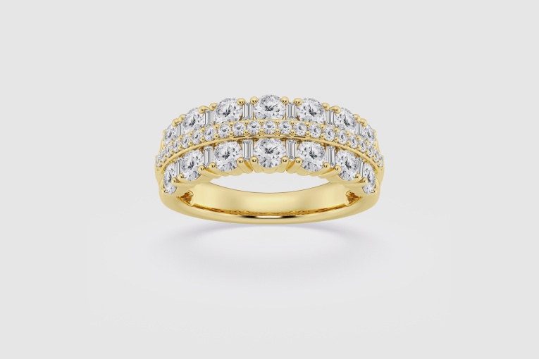 Natural Diamond | 1 1/2 ctw Baguette and Round Ribbon Fashion Band