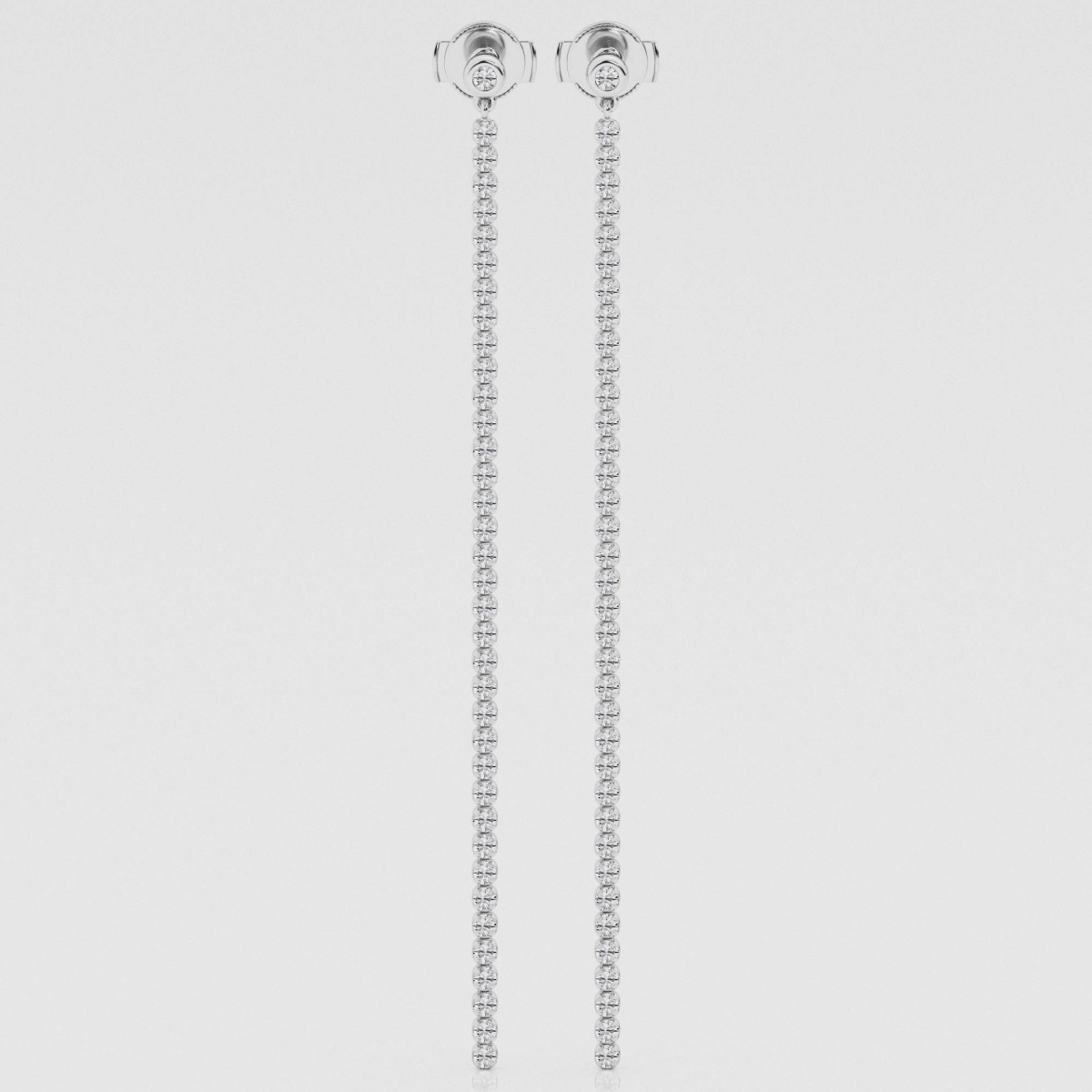 Natural Diamond | 1 1/2 ctw Round Long Linear Drop Earrings