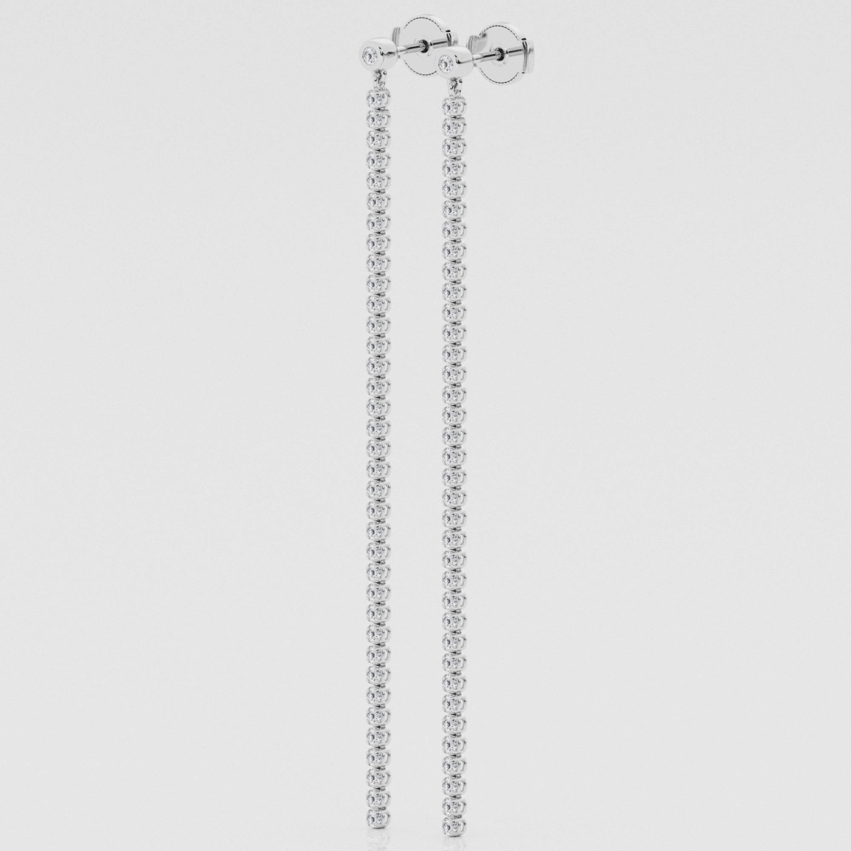 Natural Diamond | 1 1/2 ctw Round Long Linear Drop Earrings