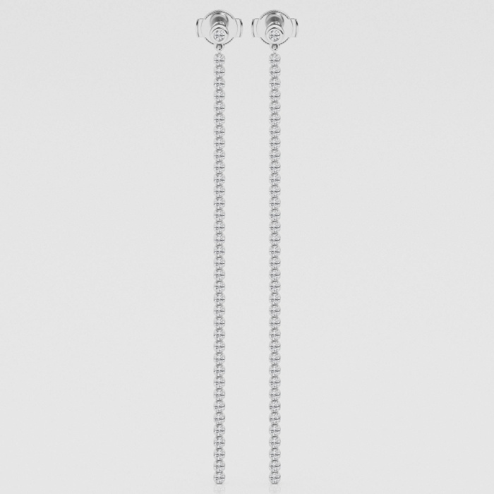 Natural Diamond | 1 1/2 ctw Round Long Linear Drop Earrings