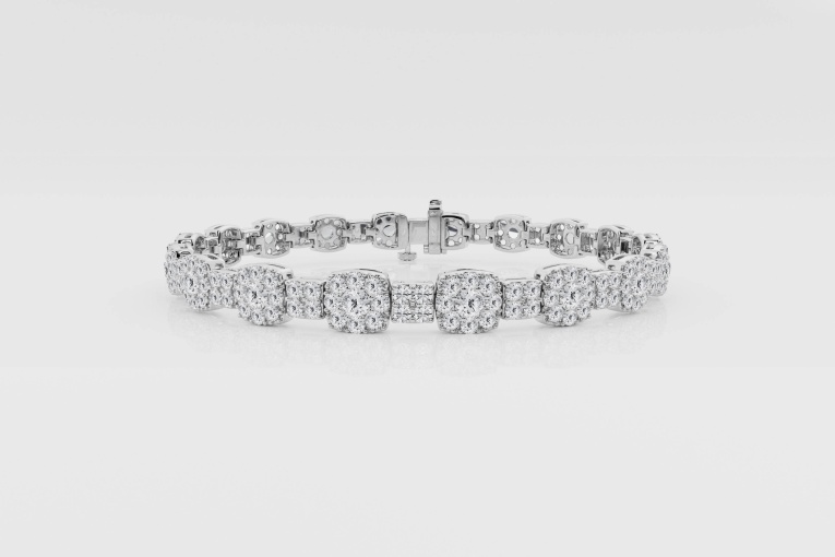 Natural Diamond | 5 ctw Round Alternating Cushion Shape Fashion Bracelet - 6 inches
