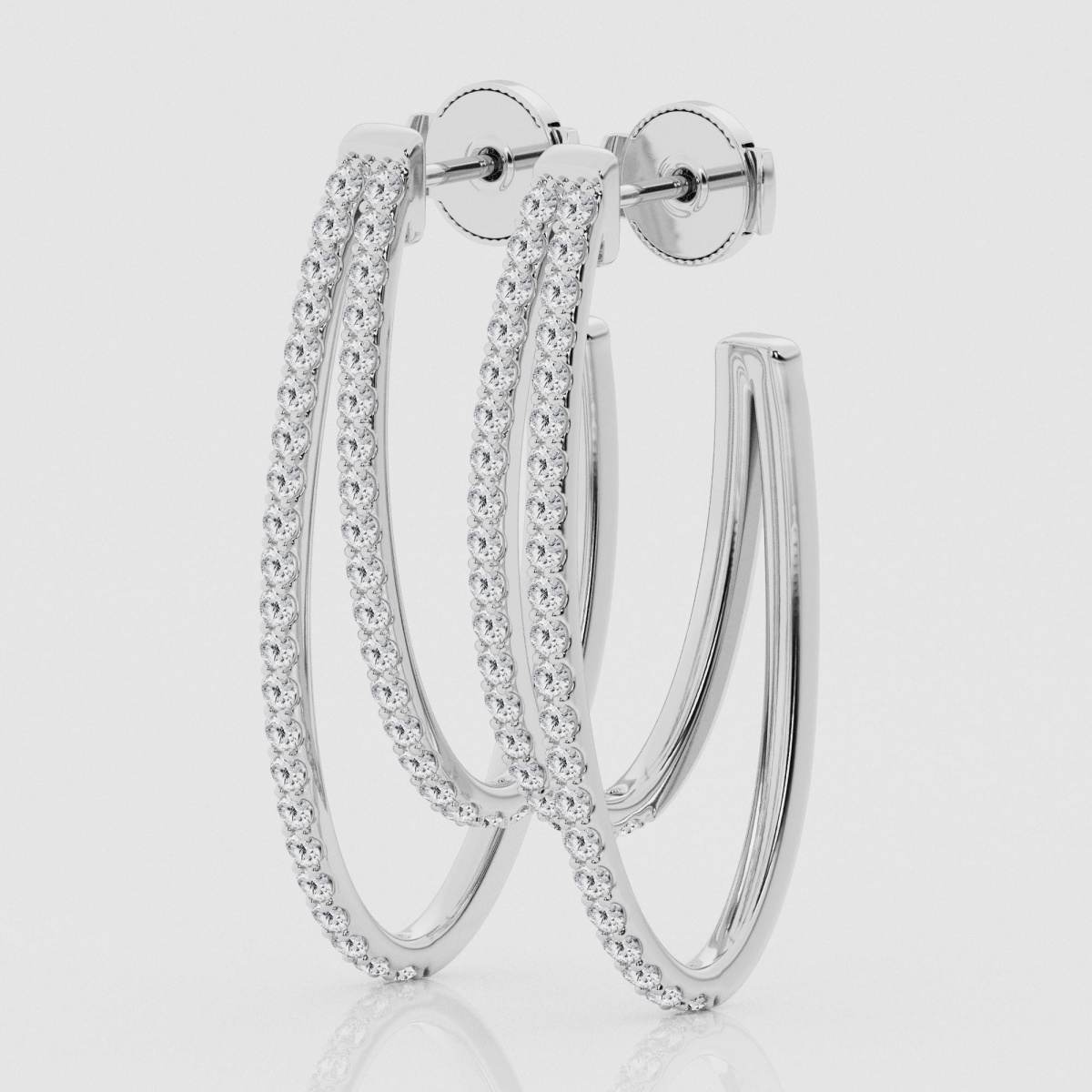 Natural Diamond | 1 ctw Round Double Row Graduated Hoop Earrings