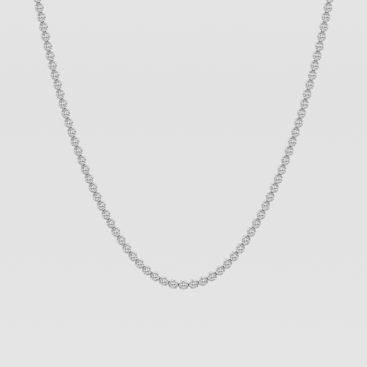 Natural Diamond | 3 ctw Round Four Prong Tennis Necklace