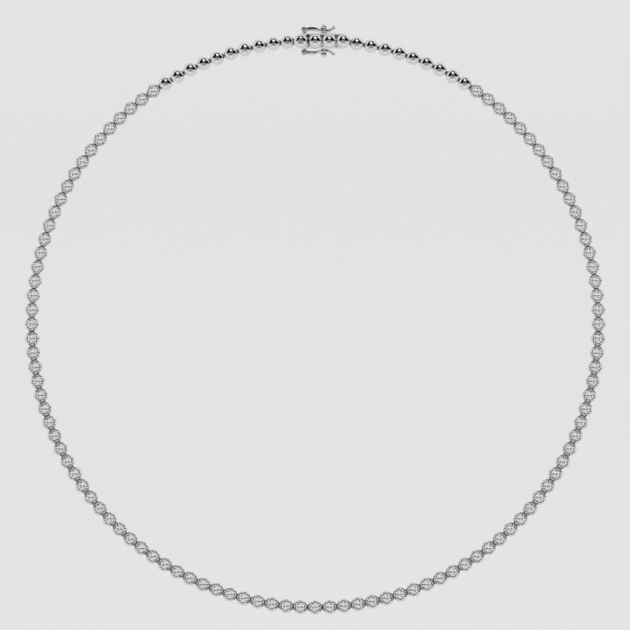 Natural Diamond | 3 ctw Round Four Prong Tennis Necklace