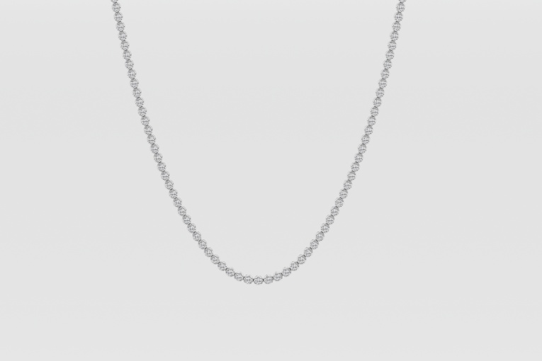 Natural Diamond | 3 ctw Round Four Prong Tennis Necklace