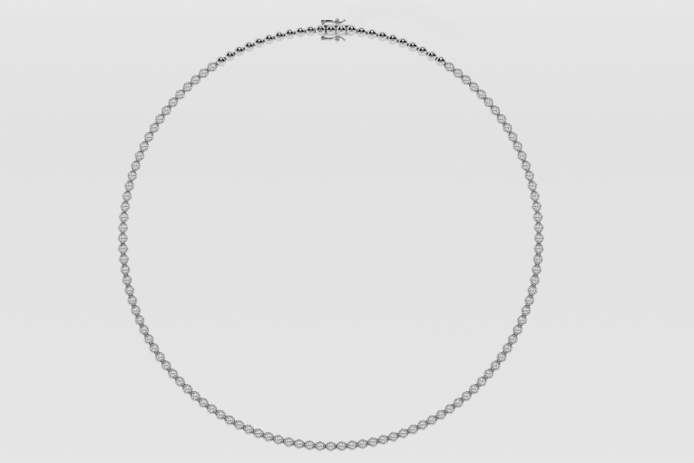 Natural Diamond | 3 ctw Round Four Prong Tennis Necklace